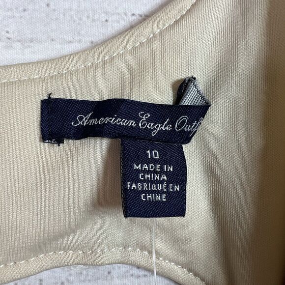 American Eagle White Beige Floral Lace Sleeveless Skater Dress Women's Sz 10 NWT - Picture 5 of 10